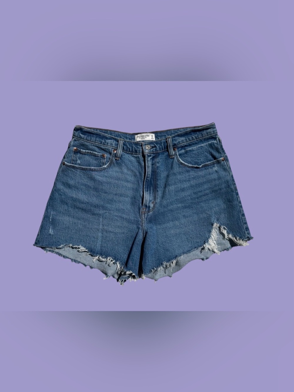 Abercrombie & Fitch High Rise 4 Inch Mom Shorts Jean Cutoffs 32/14 Curve Love